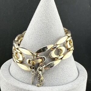 Vintage Monet Bracelet Chunky Gold Tone 7"